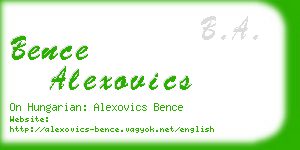 bence alexovics business card